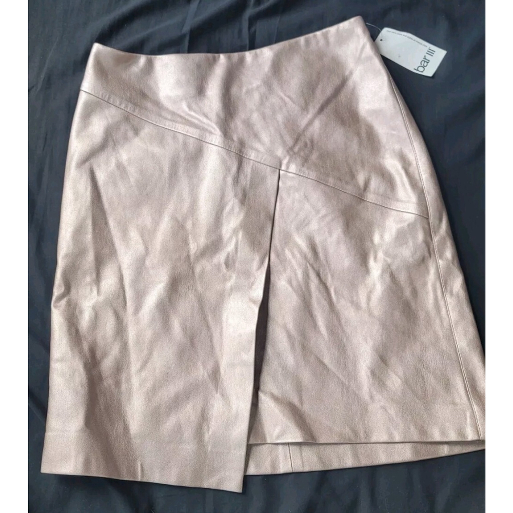 Bar III Rose Gold Faux Leather Skirt Small New